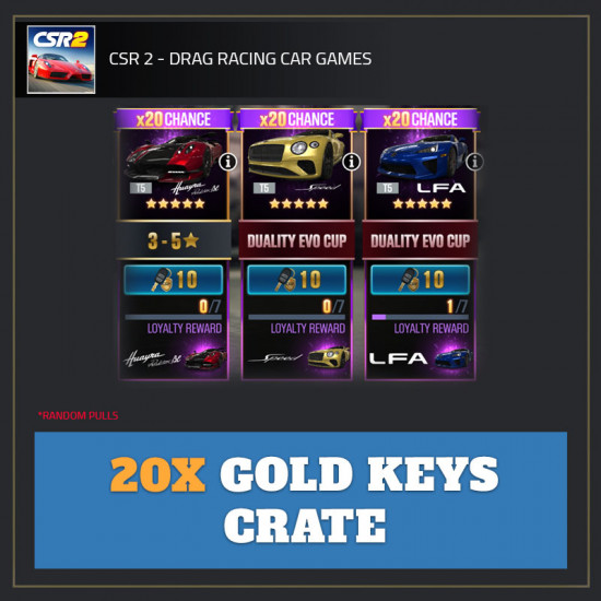 20x Gold Keys Crate — CSR Racing 2
