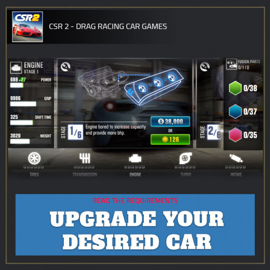 Upgrade your desired Car — CSR Racing 2