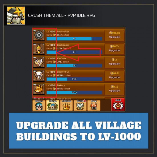 Upgrade ALL Village Buildings to Lv1000 — Crush Them All