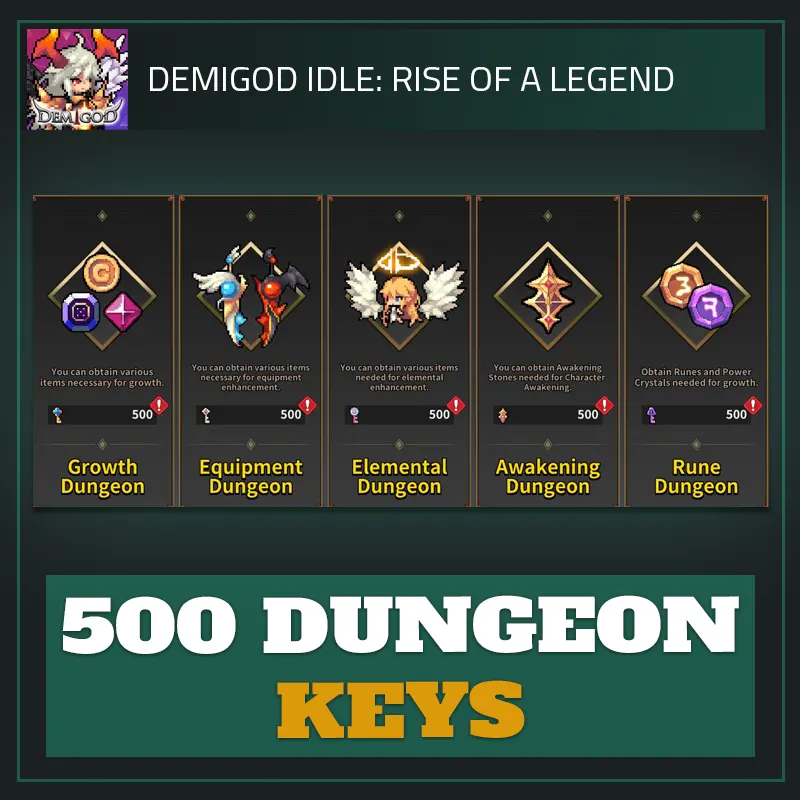 500 Dungeon Keys — Demigod Idle-Demigod Idle