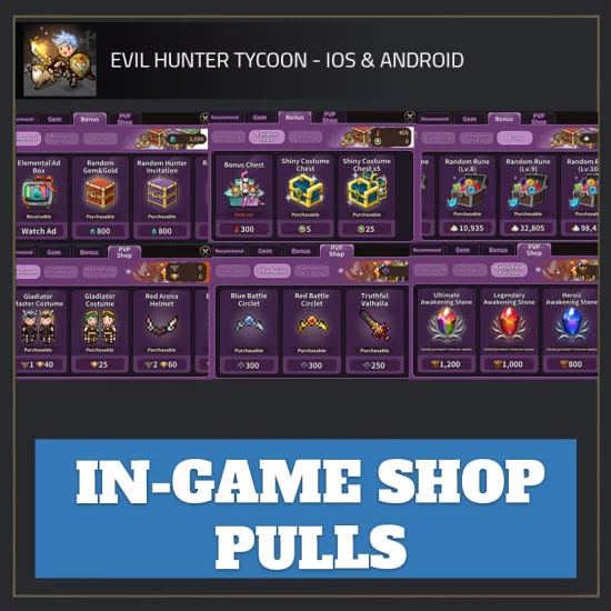 In-Game Shop Pulls — Evil Hunter Tycoon
