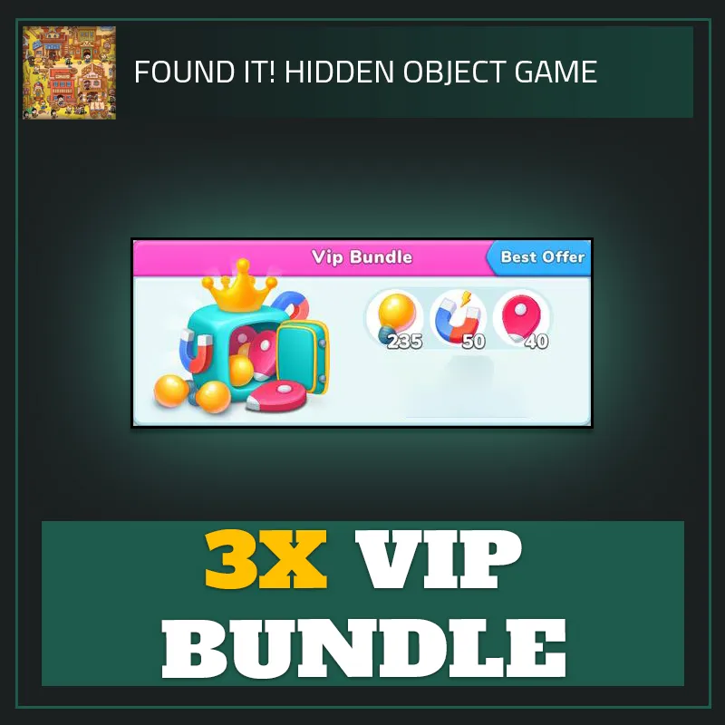 3x VIP Bundle — Found It!-Found It! Hidden Object Game