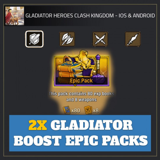 2x Gladiator Boost Epic Packs — Gladiator Heroes Clash Kingdom android cheat