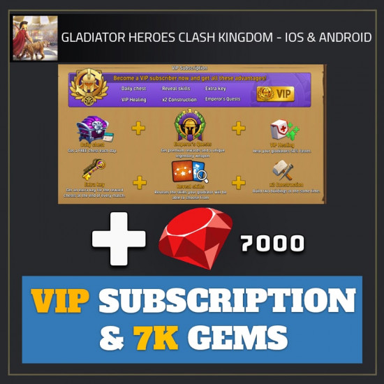 VIP Subscription & 7K Gems — Gladiator Heroes Clash Kingdom ios hack