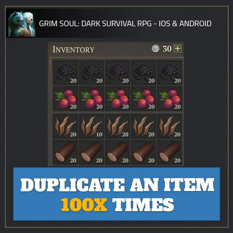 Duplicate an item 100x times — Grim Soul: Dark Survival RPG ios hack
