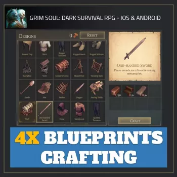 4x Blueprints Crafting (No LVL Requirements) — Grim Soul: Dark Survival RPG