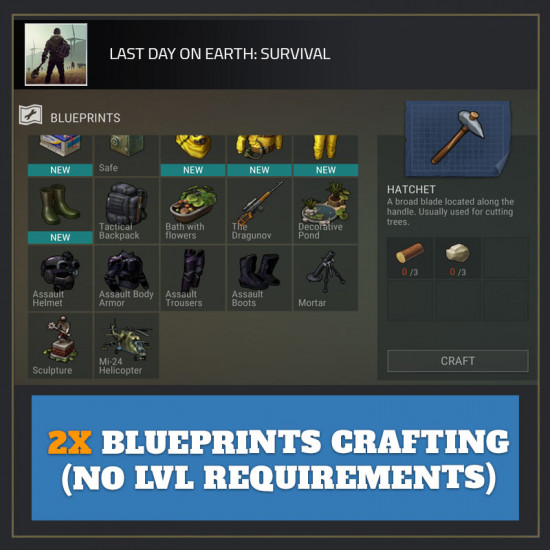 2x Blueprints Crafting (No LVL Requirements) — Last Day on Earth