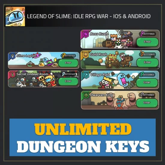 Unlimited Dungeon Keys — Legend of Slime RPG android cheat