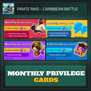 Monthly Privilege Cards — Pirate Raid
