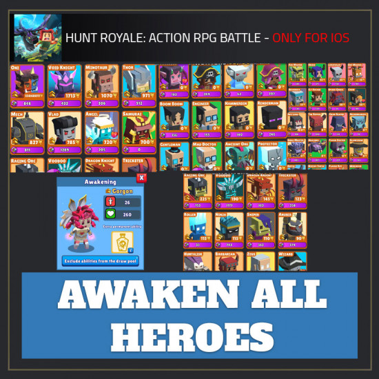 Awaken & Max LVL for all Heroes  — Hunt Royale