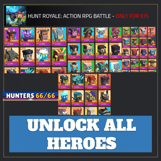 Unlock all Heroes/Skins/Abilities  — Hunt Royale android cheat