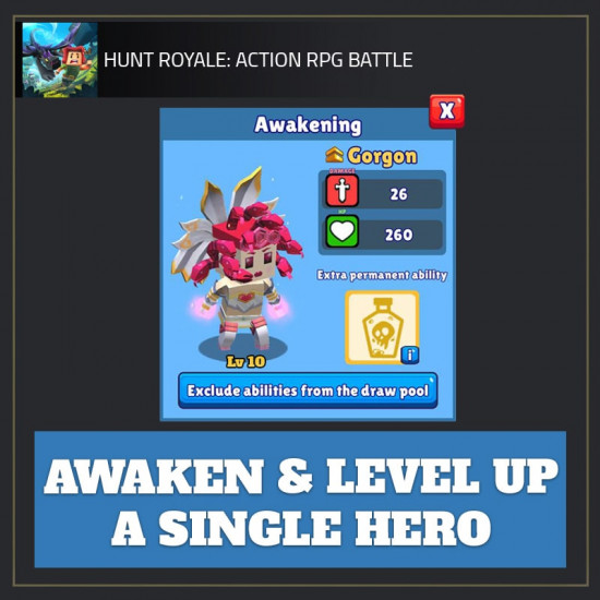 Awaken & Level up a single Hero  — Hunt Royale