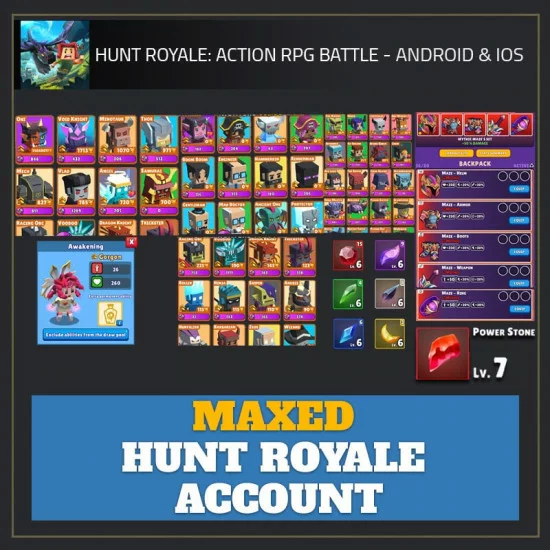 Hunt Royale Maxed Account — (Mythic Gear, All Hunters, Power Stones)