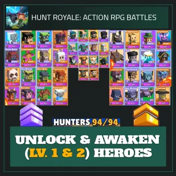 Unlock & Awaken (Lv. 1 & 2) Heroes — Hunt Royale