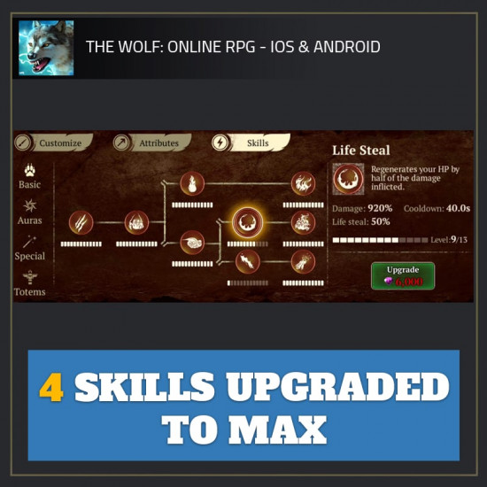 4 Skills Upgraded to MAX — The Wolf Online RPG android cheat